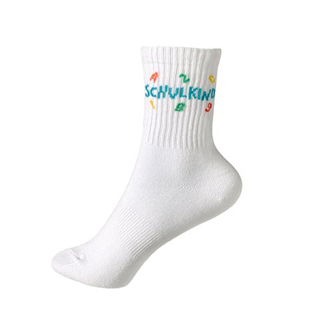Chaussettes d'écolier pour la rentrée des classes - Blanc avec design coloré - Style tennis - Taille 27-32 pour garçons et fille