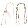VGOL 2pcs Plume Lunettes de Soleil Chaîne Perle Chaîne de Lunettes Antidérapant Chaîne de Lunettes Porte-lunettes Chaîne Lunette