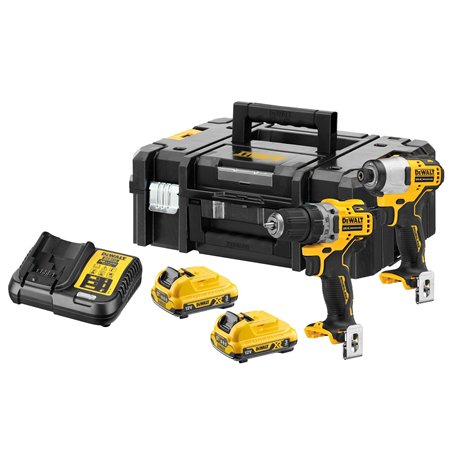DEWALT Pack Perceuse + Visseuse à Chocs 18V 2AH TSTAK DCK2061D2T-QW