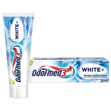 Odol-med3 Whitening Plus Dentifrice au fluorure testé cliniquement pour des dents visiblement plus blanches 75 ml