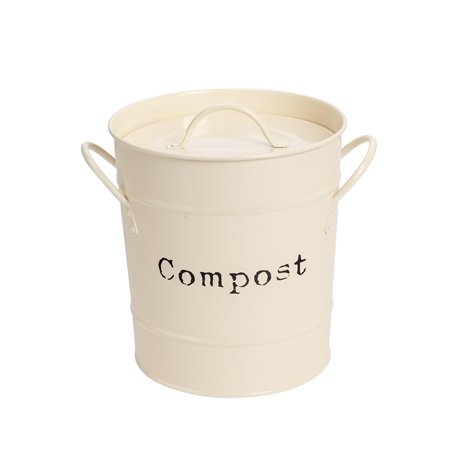 Harbour Housewares Le Compost Industriel Bin - Style Vintage de Cuisine en Acier de Stockage Bucket - Amovible intérieure - Crèm