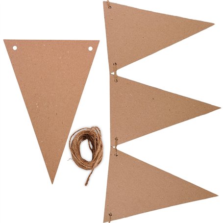 BCreativetolearn Lot de 25 fanions en Papier Kraft avec Ficelle de Jute – Faites Vos Propres décorations et bannières de fête d'