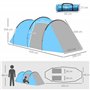 Outsunny Tentes tunnel pour 2 à 3 personnes avec Vestibule Tente de camping, porche, aérations, pluie, abri de pêche, randonnée,