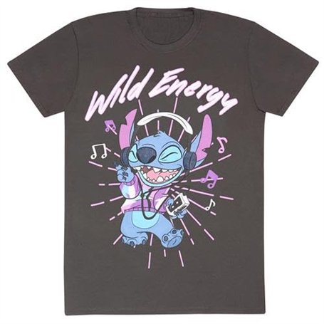 Stitch T Shirt à Manches Courtes Wild Energy Graphite Unisexe