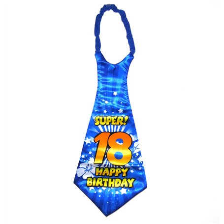 Happium Cravate d'anniversaire « Super Happy 18 » - Fournitures de fête d'anniversaire - Idées et décorations - Bleu - 18