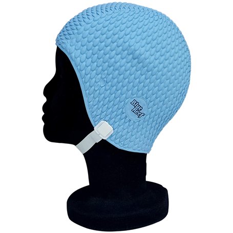 Blue Reef Bonnet de bain pour femme - Style classique et rétro - Avec sangle réglable - Taille unique - Bleu ciel
