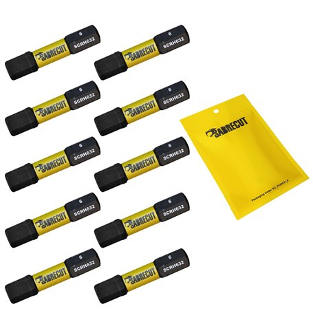 10 x SabreCut SCRH632_10 32 mm H6 Hex Magnétique Impact Tournevis Embouts Set Single End Heavy Duty Compatible avec Dewalt Milwa