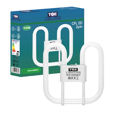 TBE Lighting Ampoules à économie d'énergie CFL 2D 2 broches 16 W – Ampoules fluorescentes DD – Raccords de base GR8 à 2 broches
