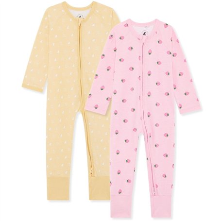 Bramble & Bear Lot de 2 Combinaisons de nuit garçon et fille - coton biologique