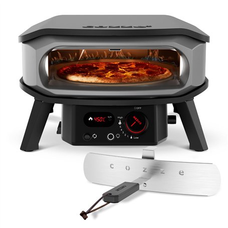 cozze® | Four à Pizza 13" PREMIUM ROTATE | Gaz 30mbar | Pierre à Pizza Incluse | Allumage Automatique | Thermomètre Intégré | De