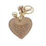 Porte-clés romantique en forme de cœur avec strass et franges (Kaki)