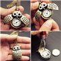 JewelryWe Montre de Poche Gousset Mignon Hibou Chiffre Cadran Blanc Pendentif Chaîne Alliage Homme Femme