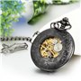 JewelryWe Montre de Poche Gousset Homme-Mécanique Manuel-Romain Chiffre Cadran-Squelette avec Sac Cadeau