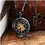 JewelryWe Montre de Poche Gousset Homme-Mécanique Manuel-Romain Chiffre Cadran-Squelette avec Sac Cadeau