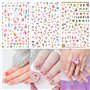 Qpout 1200 + Designs Assortiment Ongles Stickers Autocollants, Fleur Animal Fruit Sirène 3D Nail Art Autocollants Autocollants O