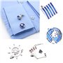 Create idea Lot de 4 paires de boutons de manchette classiques pour homme Motif carte du monde et gouvernail Motif poker et rayu
