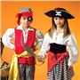 GEBETTER 1Kit Costume Déguisement Pirate Bandeau Cache-Oeil Gilet Boucle d’Oreille Accessoire Carnaval Halloween Anniversaire Fê