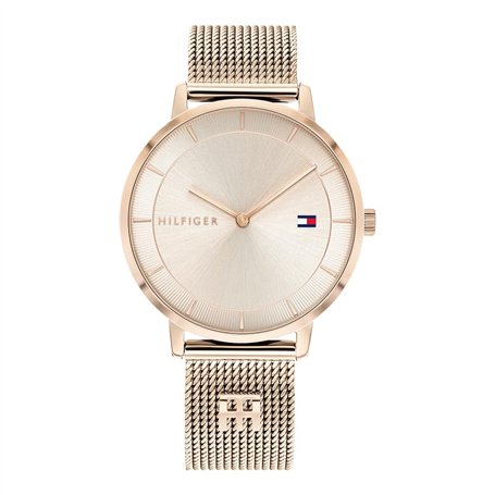 Tommy Hilfiger Montre Analogique à Quartz pour Femme avec Bracelet Milanais en Acier Inoxydable Couleur Or Rose Clair - 1782287