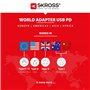 SKROSS - Pro Light USB AC30PD - World - Adaptateur de Voyage Universel 3 pôles pour Le Monde avec Chargeur USB