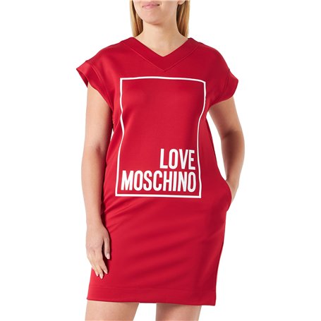 Love Moschino Robe Confortable à col en V à Manches Courtes