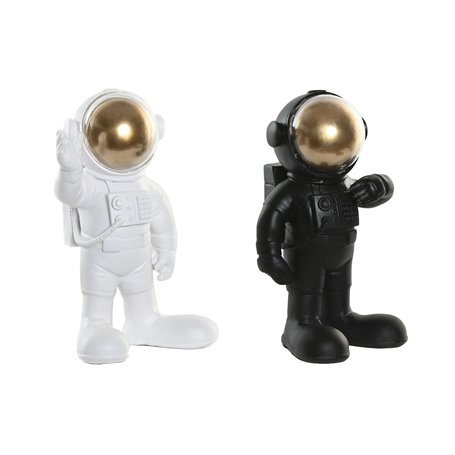 Figurine Décorative Home ESPRIT Blanc Noir Doré Astronaute 20 x 13 x 27 cm (2 Unités)