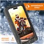 Support Telephone Moto retroviseur Etanche Scooter Coque Compatible avec Les Smartphones jusqu'a 7,5" avec fenetre Arriere Fixat