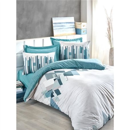Parure de lit - 1 housse de couette 220 x 240 cm + 2 taies d'oreiller 60 x 60 cm - 100% coton ranforcé - Vert