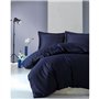 Parure de lit - 1 housse de couette 220 x 240 cm + 2 taies d'oreiller 60 x 60 cm - Satiné 100% coton - Bleu