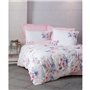 Parure de lit - 1 housse de couette 220 x 240 cm + 2 taies d'oreiller 60 x 60 cm - 100% coton ranforcé - Rose