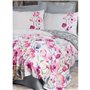 Parure de lit - 1 housse de couette 220 x 240 cm + 2 taies d'oreiller 60 x 60 cm - 100% coton ranforcé - Gris
