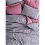 Parure de lit - 1 housse de couette 220 x 240 cm + 2 taies d'oreiller 60 x 60 cm - 100% coton ranforcé - Rose