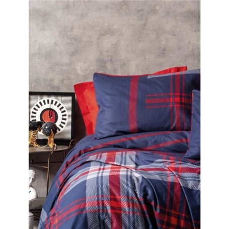 Parure de lit - 1 housse de couette 220 x 240 cm + 2 taies d'oreiller 60 x 60 cm - 100% coton ranforcé - Rouge