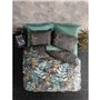 Parure de lit - 1 housse de couette 220 x 240 cm + 2 taies d'oreiller 60 x 60 cm - Satiné 100% coton - Menthe