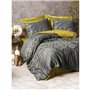 Parure de lit - 1 housse de couette 220 x 240 cm + 2 taies d'oreiller 60 x 60 cm - Satiné 100% coton - Anthracite