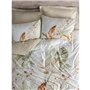 Parure de lit - 1 housse de couette 220 x 240 cm + 2 taies d'oreiller 60 x 60 cm - Satiné 100% coton - Beige