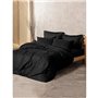 Parure de lit - 1 housse de couette 220 x 240 cm + 2 taies d'oreiller 60 x 60 cm - 100% coton ranforcé - Noir