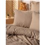Parure de lit - 1 housse de couette 220 x 240 cm + 2 taies d'oreiller 60 x 60 cm - 100% coton ranforcé - Vison
