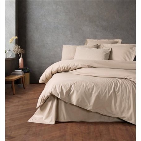 Parure de lit - 1 housse de couette 220 x 240 cm + 2 taies d'oreiller 60 x 60 cm - 100% coton ranforcé - Beige