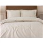 Parure de lit - 1 housse de couette 220 x 240 cm + 2 taies d'oreiller 60 x 60 cm - Satiné 100% coton - Beige