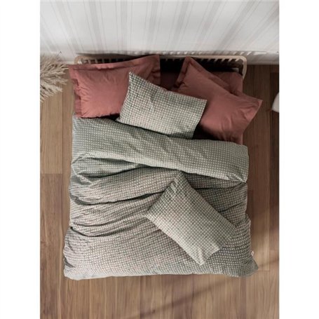 Parure de lit - 1 housse de couette 220 x 240 cm + 2 taies d'oreiller 60 x 60 cm - 100% coton ranforcé - Rouge