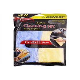 DUNLOP Chiffons carrosserie et vitres Voiture. Cleaning Car Set Body & Glass. 2pcs.