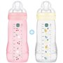 Lot de 2 Biberons - MAM BABY - Easy Active - +6 mois - 330 ml - Tétine débit X - Berry + Pearl