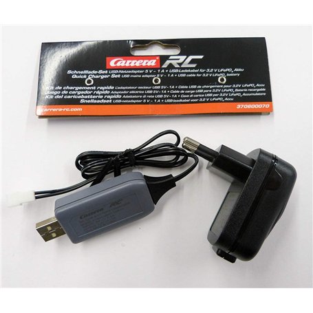 Carrera - 370600070 - Set de Charge Rapide - 5V 1A Adaptor USB GS+ Cable USB pour Batterie 3