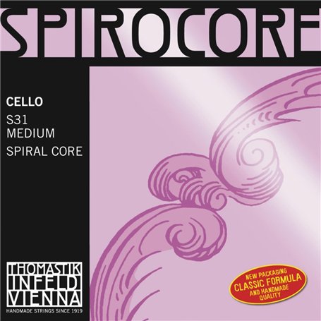 Cordes Thomastik Violoncelle Spirocore Noyau spirale Sol Argent filé. 4/4; Souple