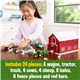 John Deere Jouet Britains 24 pièces avec Animaux de la Ferme, véhicules et Grange Rouge (échelle 1:64) - Grange avec poignée int