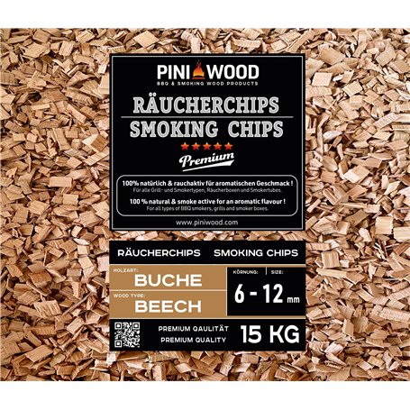 PINI Copeaux de fumage en hêtre - 15 kg - 6-12 mm