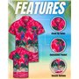 Chemise hawaienne homme à manches courtes avec boutons - Chemise homme tropicales pour hommes avec perroquets et palmiers - Chem