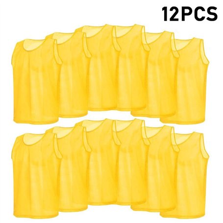 12pcs Maillots Gilet de Sport Adultes Chasuble Veste Survêtement Hommes d'Entraînement Respirant en Maille pour Football Basket-