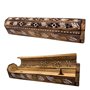 Brûleur encens (incensaire) Boîte en Bois décorée à la Main en Inde - Design Exclusif de Chevrons Blancs et éléphants 30