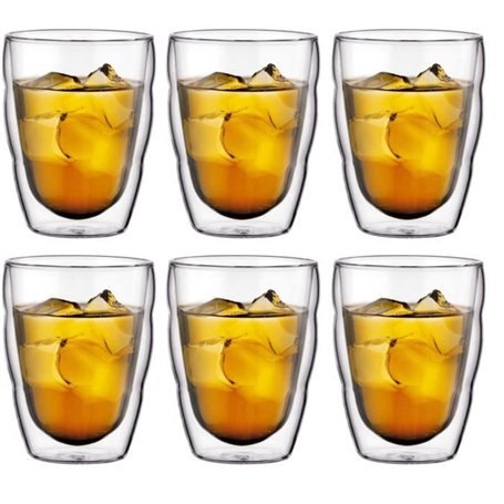 Set 6 verres thermo - BODUM - Pilatus - Double paroi - 0.25 l - Transparent